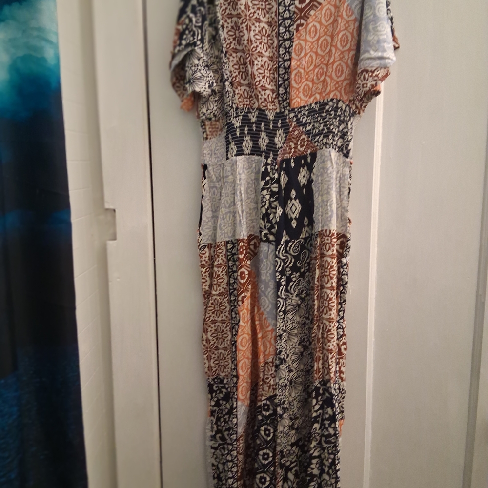 Patrons of Peace Patchwork Print Pantsuit in Black, Brown, White - Picture 4 of 9